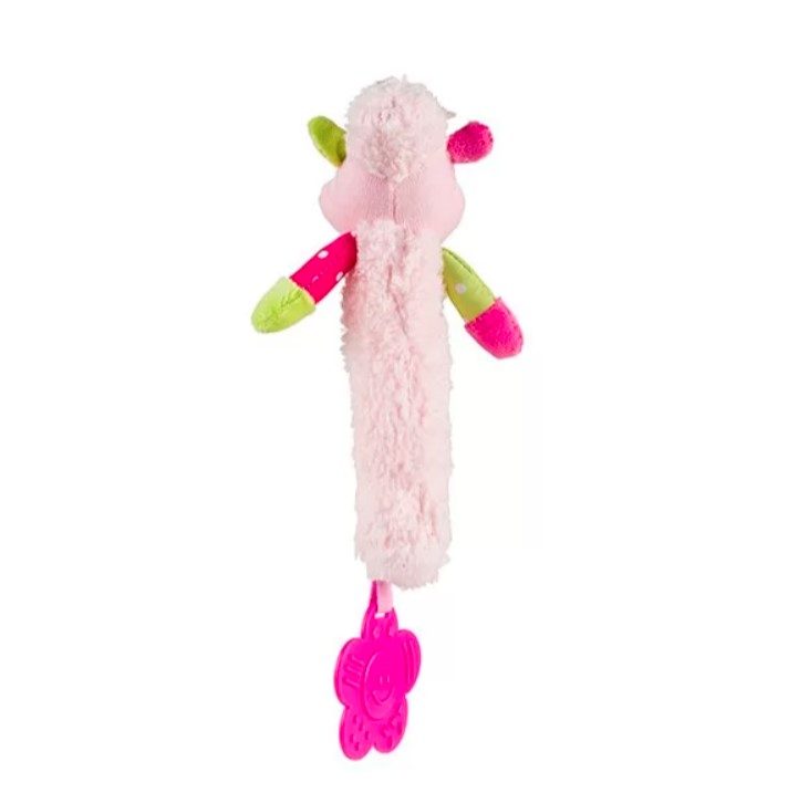 BABYONO Hračka pískacia s hryzačkou Sweet Lambie ružová – Obrázok 4