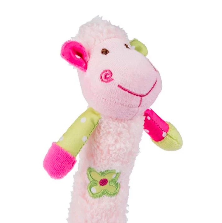 BABYONO Hračka pískacia s hryzačkou Sweet Lambie ružová – Obrázok 6