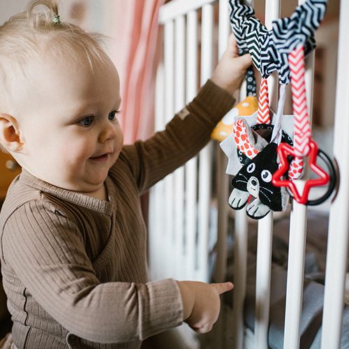 BABYONO Hračka závesná multifunkčná Cheese and Skip – Obrázok 7