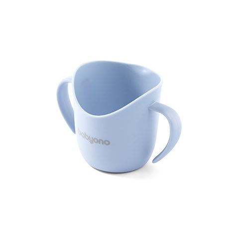 BABYONO Hrnček ergonomický s uškami 120 ml modrý 6m+ – Obrázok 2