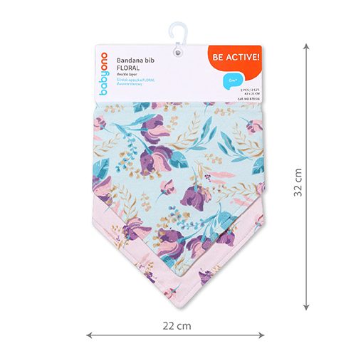 BABYONO Slintáčik bavlnený Floral 2ks, 0m+ – Obrázok 7