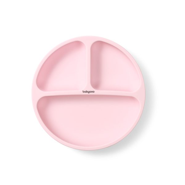 BABYONO Tanier silikónový s prísavkou - pink 6m+ – Obrázok 2