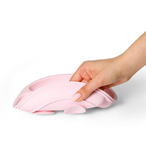 BABYONO Tanier silikónový s prísavkou - pink 6m+ – Obrázok 4
