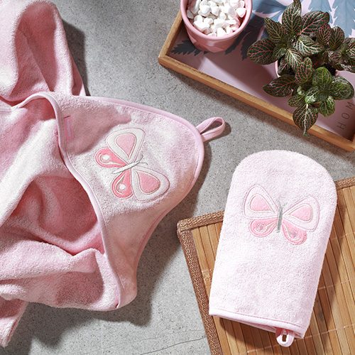 BABYONO Handrička na umývanie Natural bamboo - ružová – Obrázok 8