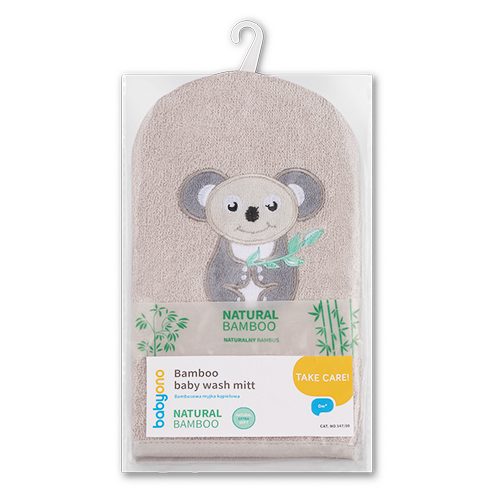 BABYONO Handrička na umývanie Natural bamboo - sivá – Obrázok 3