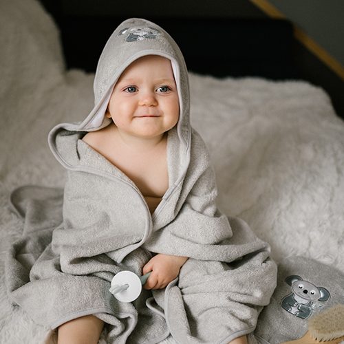 BABYONO Handrička na umývanie Natural bamboo - sivá – Obrázok 9