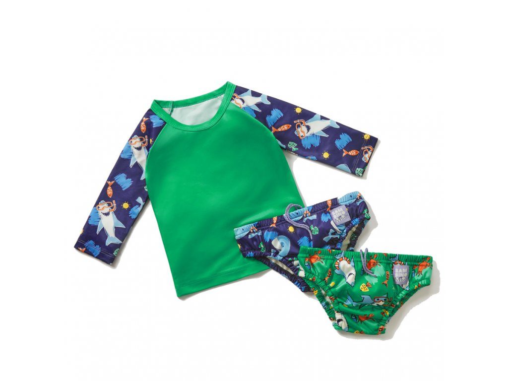 BAMBINO MIO Sada na plávanie 3ks (tričko + plavky 2ks), OEKO-TEX® Standard 100, Ocean, 7-9kg 6-12 m – Obrázok 2