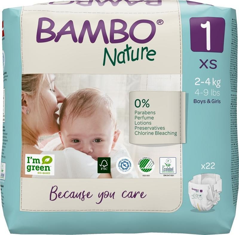 BAMBO Nature Plienky jednorazové 1 XS (2-4 kg) 22 ks – Obrázok 2