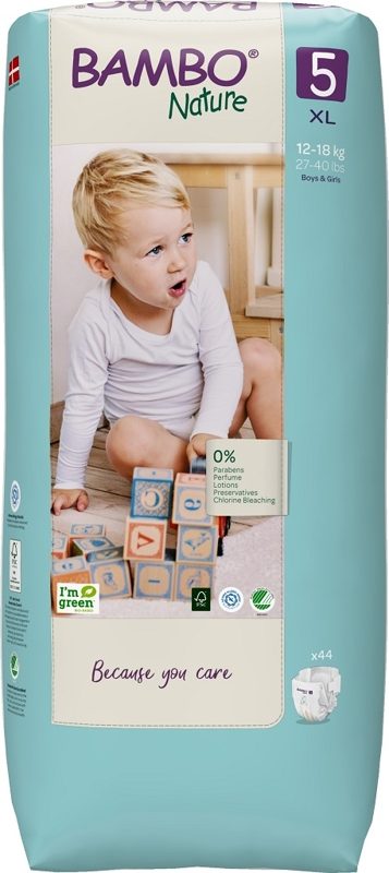 BAMBO Nature Plienky jednorazové 5 XL (12-18 kg) 44 ks – Obrázok 2