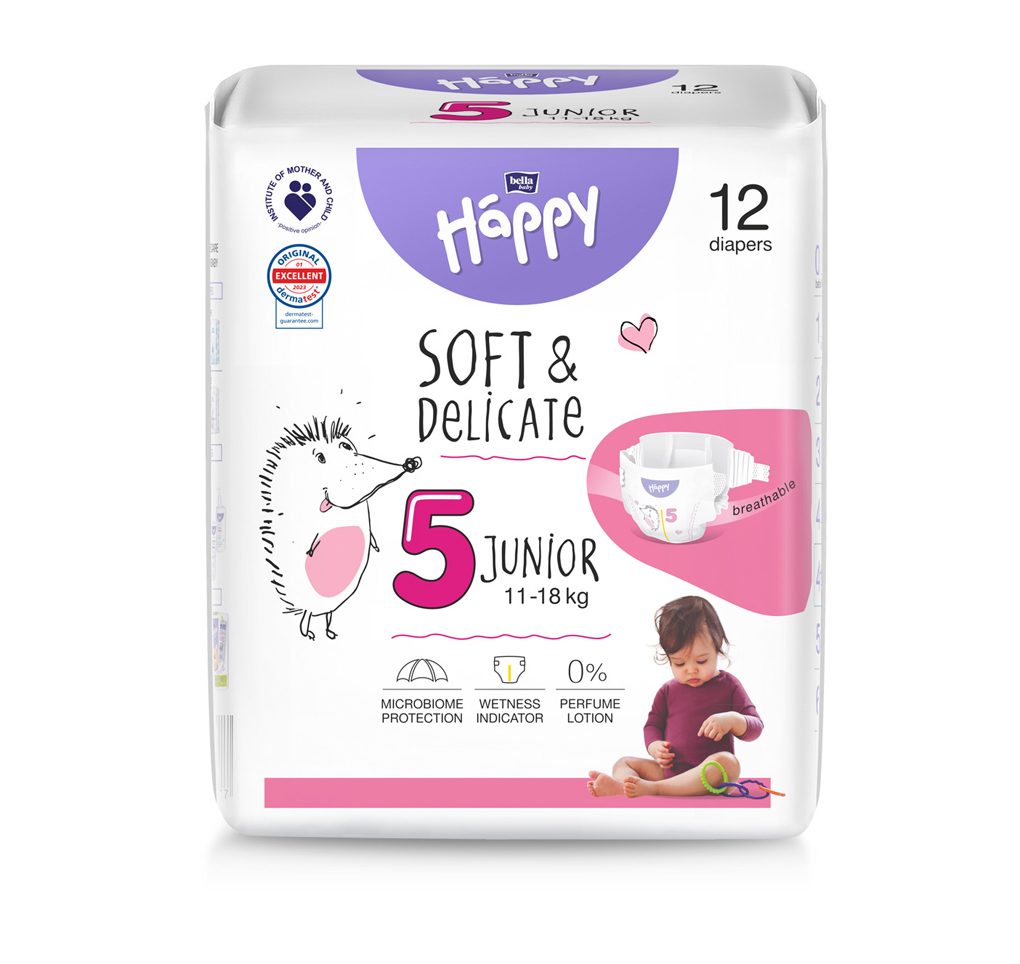 BELLA HAPPY Baby Plienky jednorazové Junior 11-18 kg 12 ks – Obrázok 2