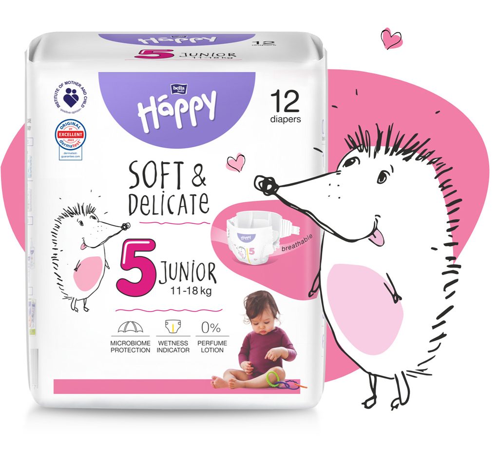 BELLA HAPPY Baby Plienky jednorazové Junior 11-18 kg 12 ks – Obrázok 3