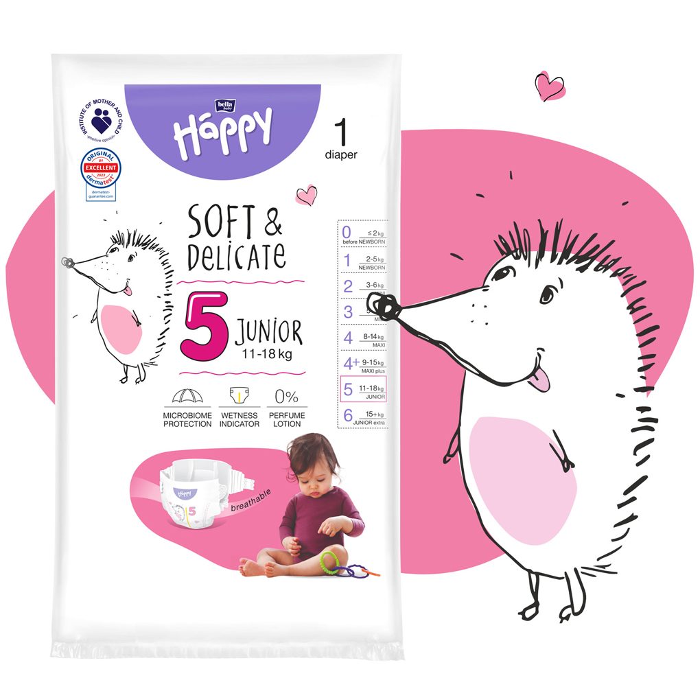 BELLA HAPPY Baby Plienky jednorazové Junior 11-18 kg 38 ks – Obrázok 5