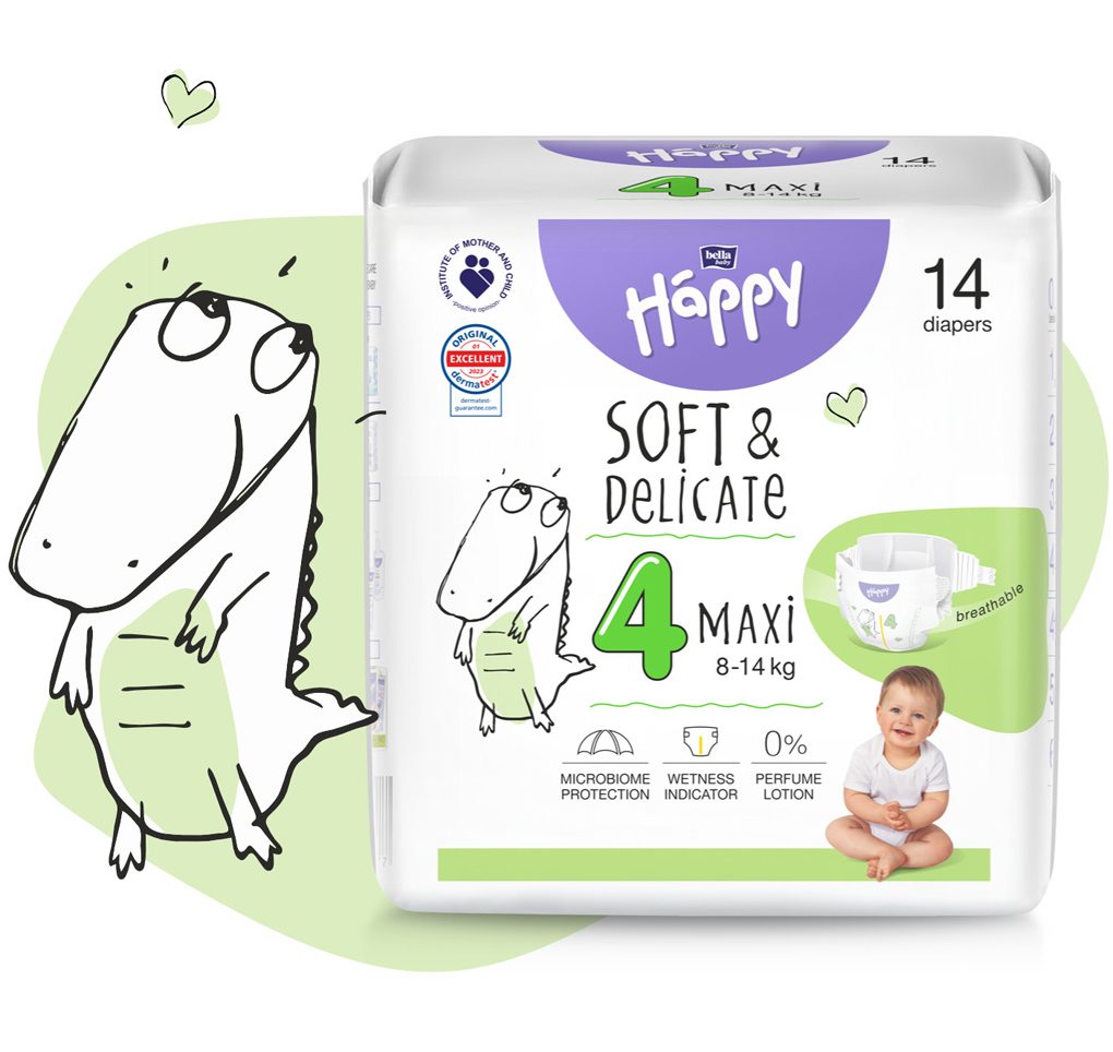 BELLA HAPPY Baby Plienky jednorazové Maxi 8-14 kg 14 ks – Obrázok 4