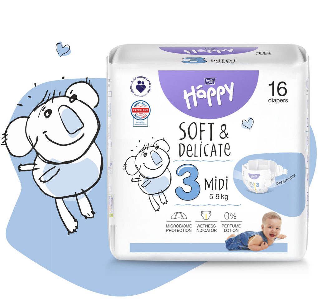BELLA HAPPY Baby Plienky jednorazové Midi 5-9 kg 16 ks – Obrázok 6