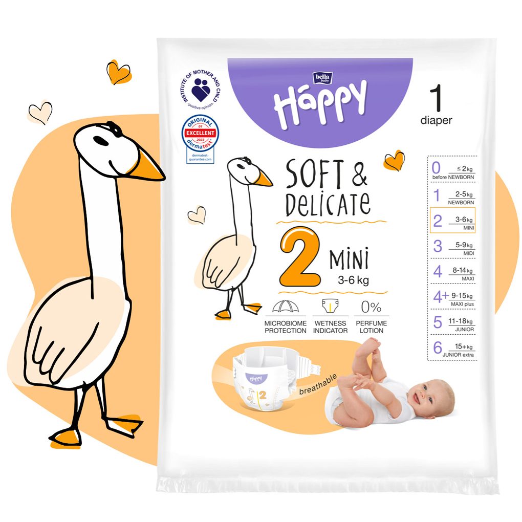 BELLA HAPPY Baby Plienky jednorazové Mini 3-6 kg Big Pack 78 ks – Obrázok 5