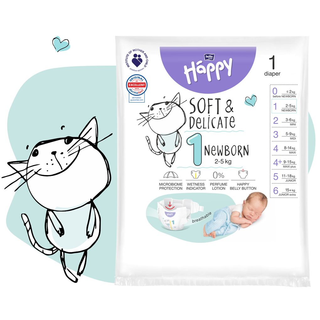 BELLA HAPPY Baby Plienky jednorazové New Born 2-5 kg 42 ks – Obrázok 5