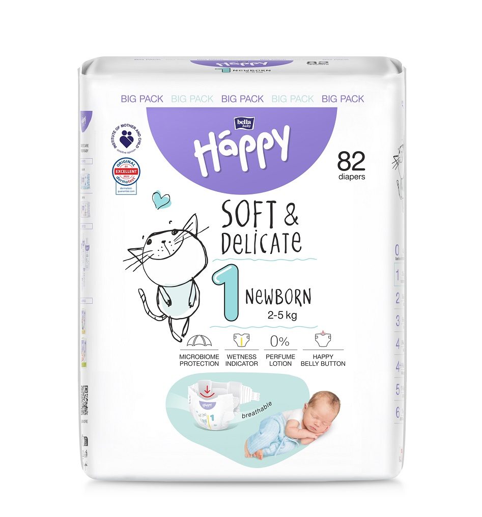BELLA HAPPY Baby Plienky jednorazové New Born 2-5 kg Big Pack 82 ks