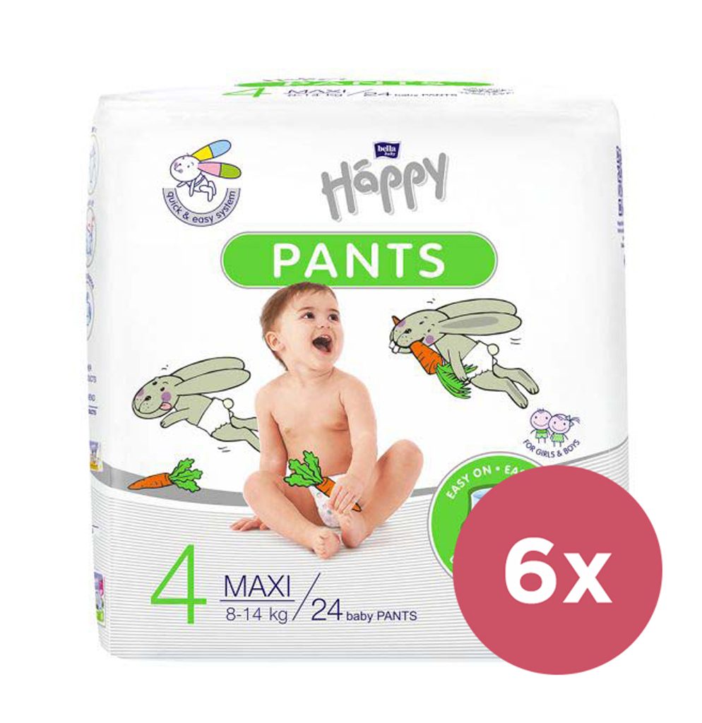 BELLA HAPPY Pants Nohavičky plienkové jednorazové 4 Maxi (8-14 kg) 144 ks - MESAČNÉ BALENIE – Obrázok 2