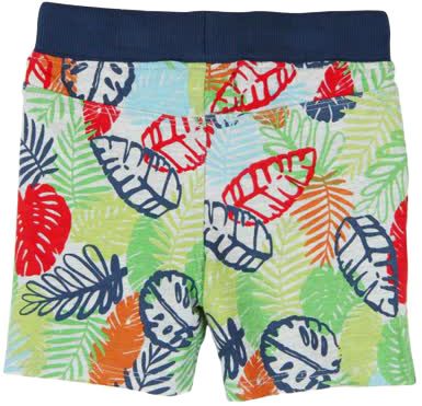 BOBOLI Chlapecké bavlněné kraťasy listy, 68 cm - zelená/potisk, kluci
