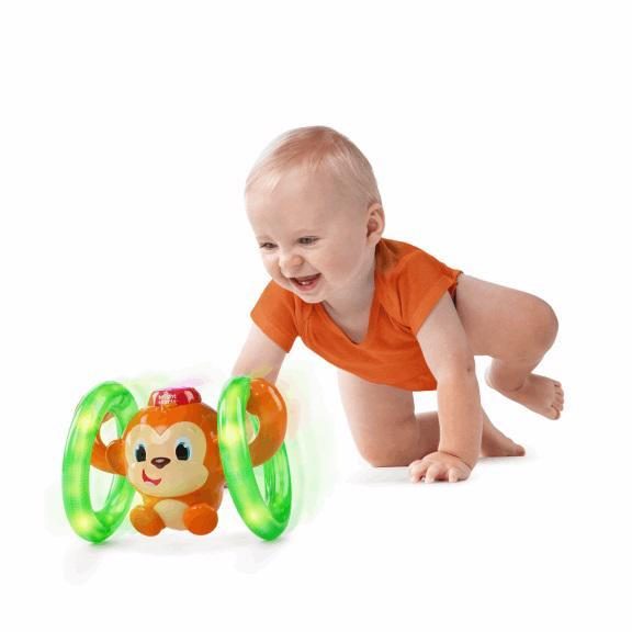 BRIGHT STARTS Hračka svietiaca hudobná opička LLB Roll&Glow™ 6-36m – Obrázok 3