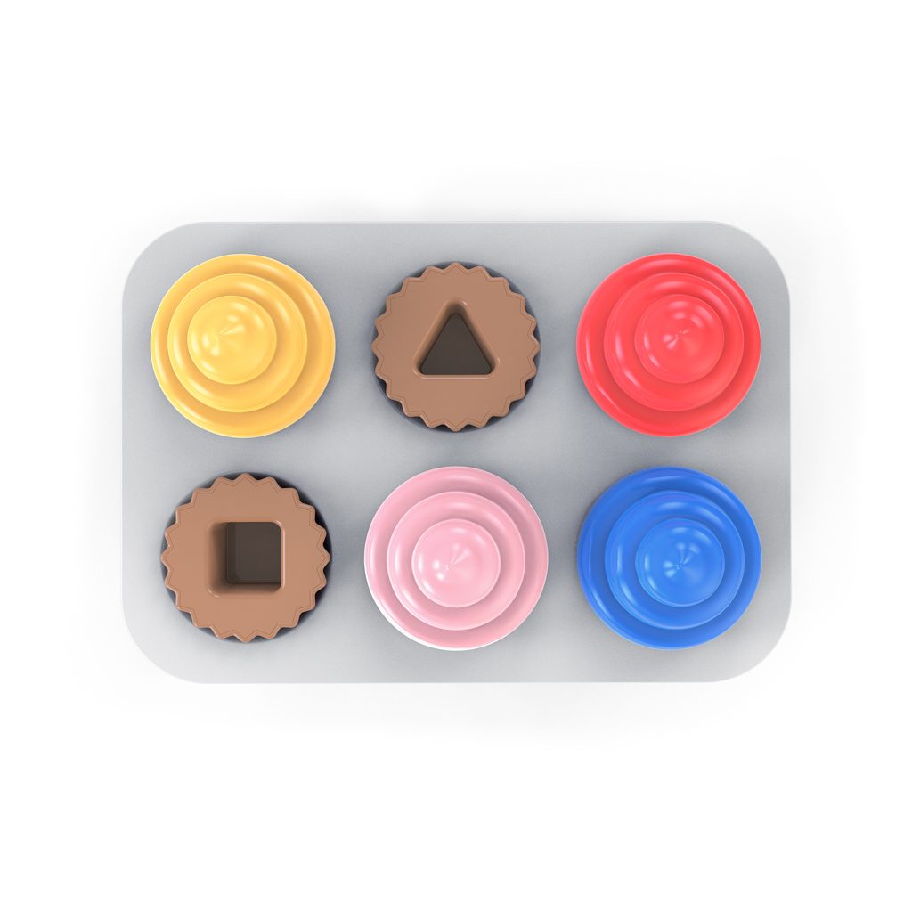 BRIGHT STARTS Hračka vkladačka Cupcakes, 3m+ – Obrázok 3