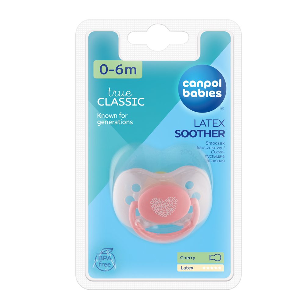 CANPOL BABIES Cumlík kaučukový čerešňa 0-6 m Pastels - ružový – Obrázok 4