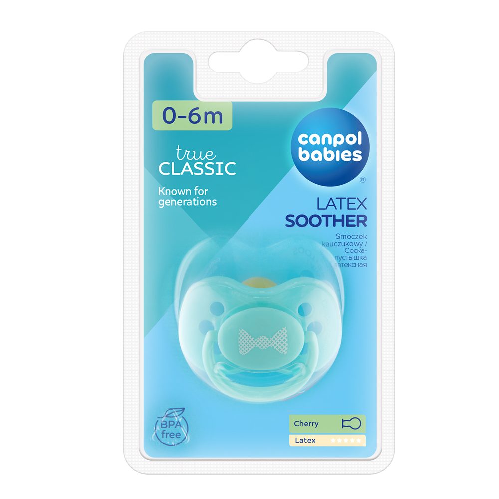 CANPOL BABIES Cumlík kaučukový čerešňa 0-6 m Pastels - zelený – Obrázok 4