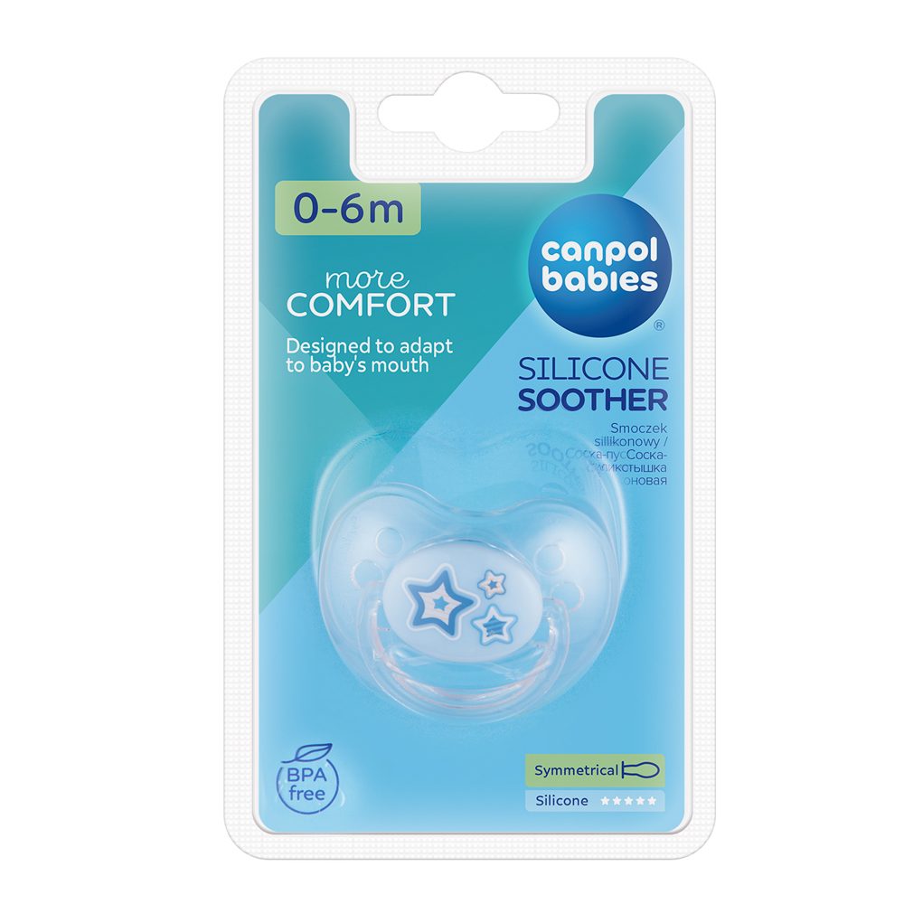 CANPOL BABIES Cumlík silikónový symetrický 0-6m Newborn Baby - modrá – Obrázok 4