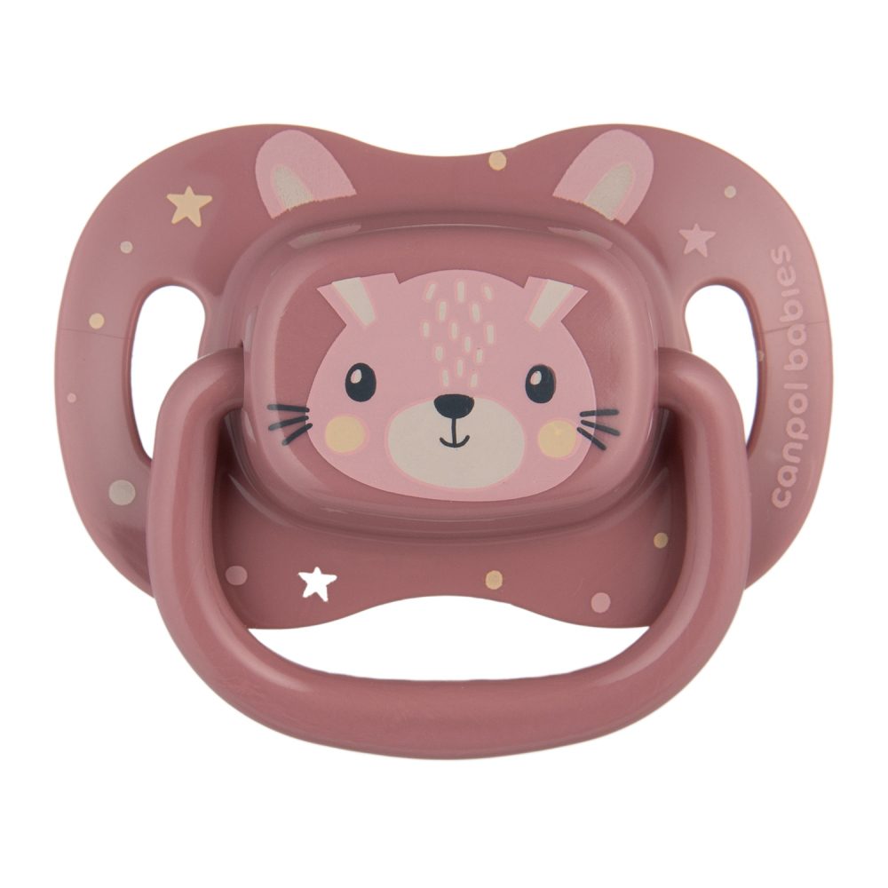 CANPOL BABIES Cumlík silikónový symetrický Cute animals 0-6m 1ks ružový – Obrázok 2