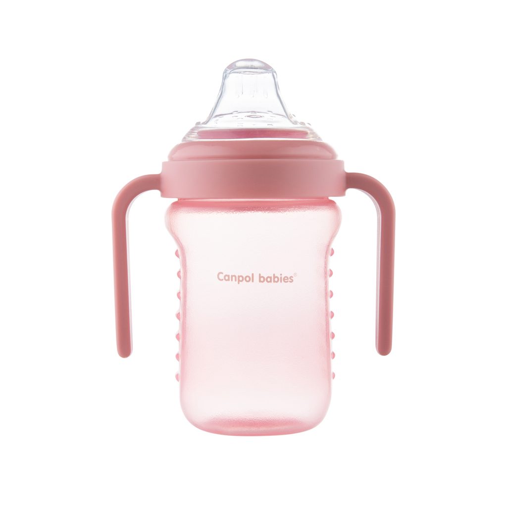 CANPOL BABIES Hrnček nevylievací so silikónovým náustkom 220 ml ružový
