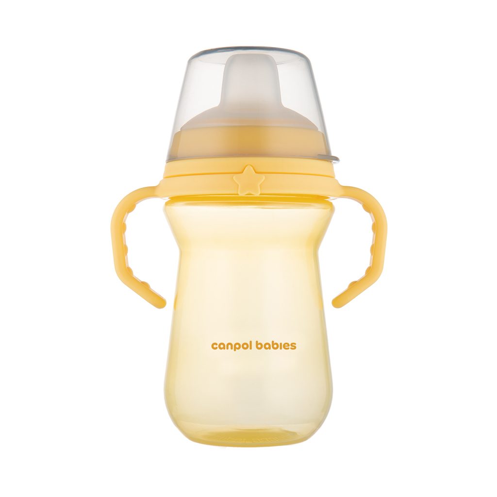 CANPOL BABIES Hrnček so silikónovým náustkom FirstCup 250ml žltý 6m+