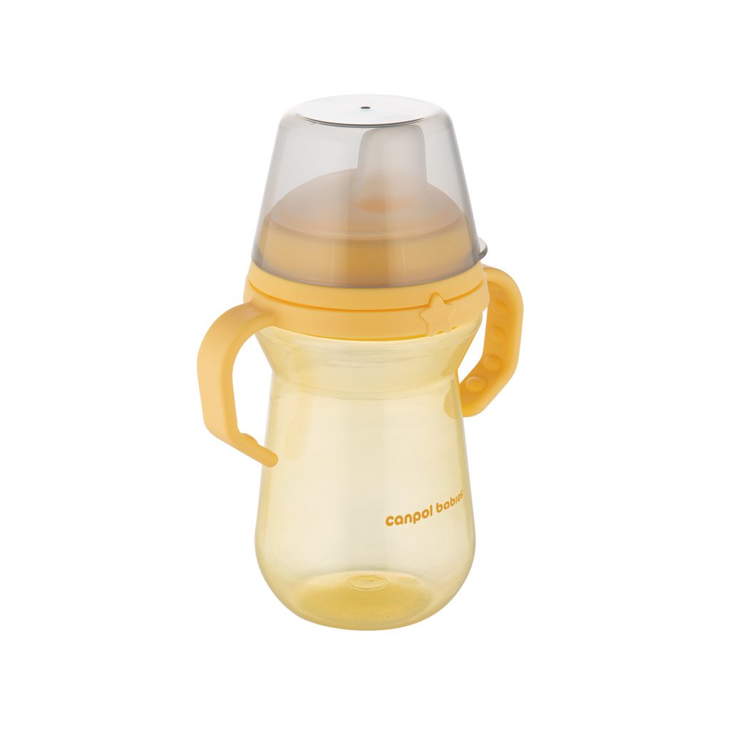 CANPOL BABIES Hrnček so silikónovým náustkom FirstCup 250ml žltý 6m+ – Obrázok 4