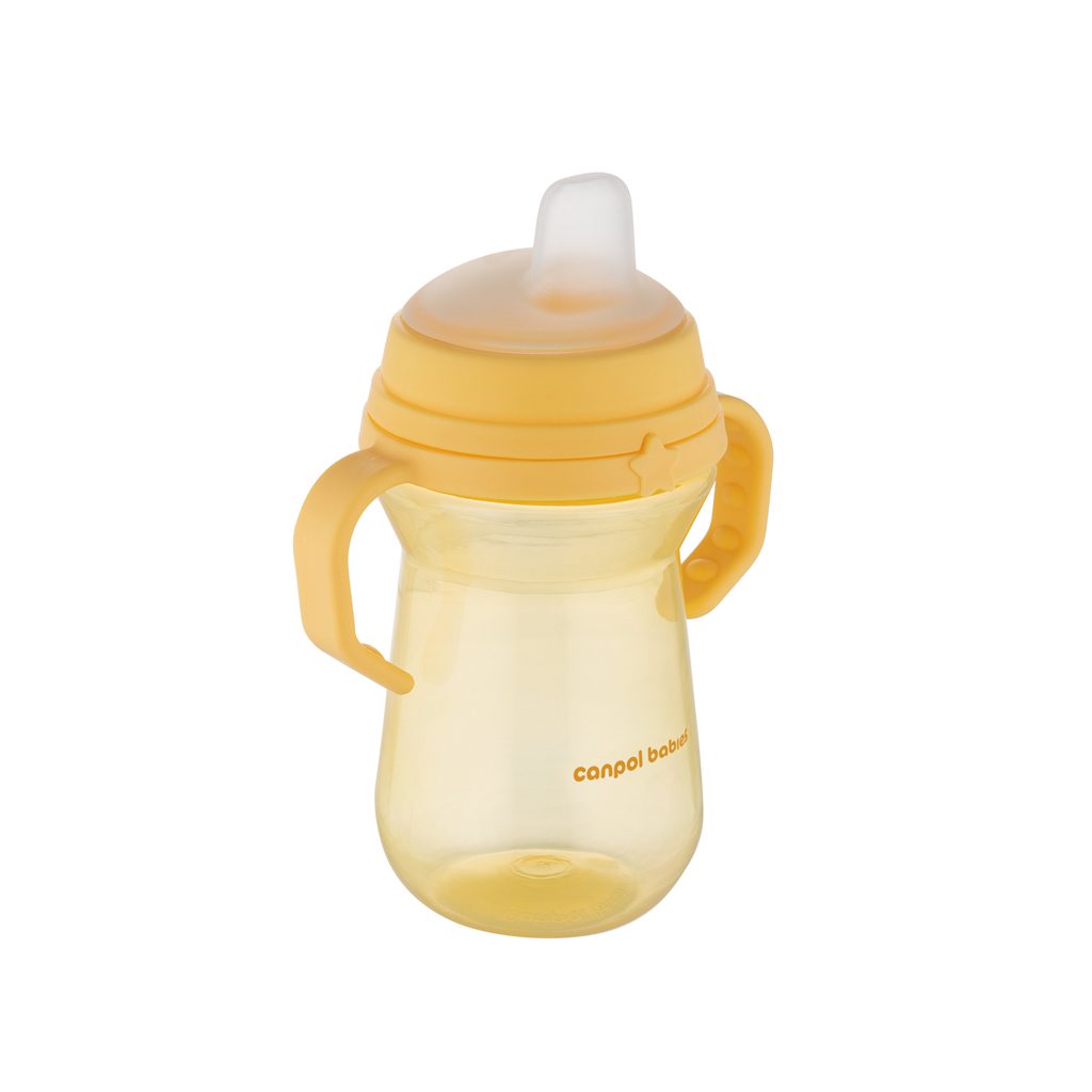CANPOL BABIES Hrnček so silikónovým náustkom FirstCup 250ml žltý 6m+ – Obrázok 5