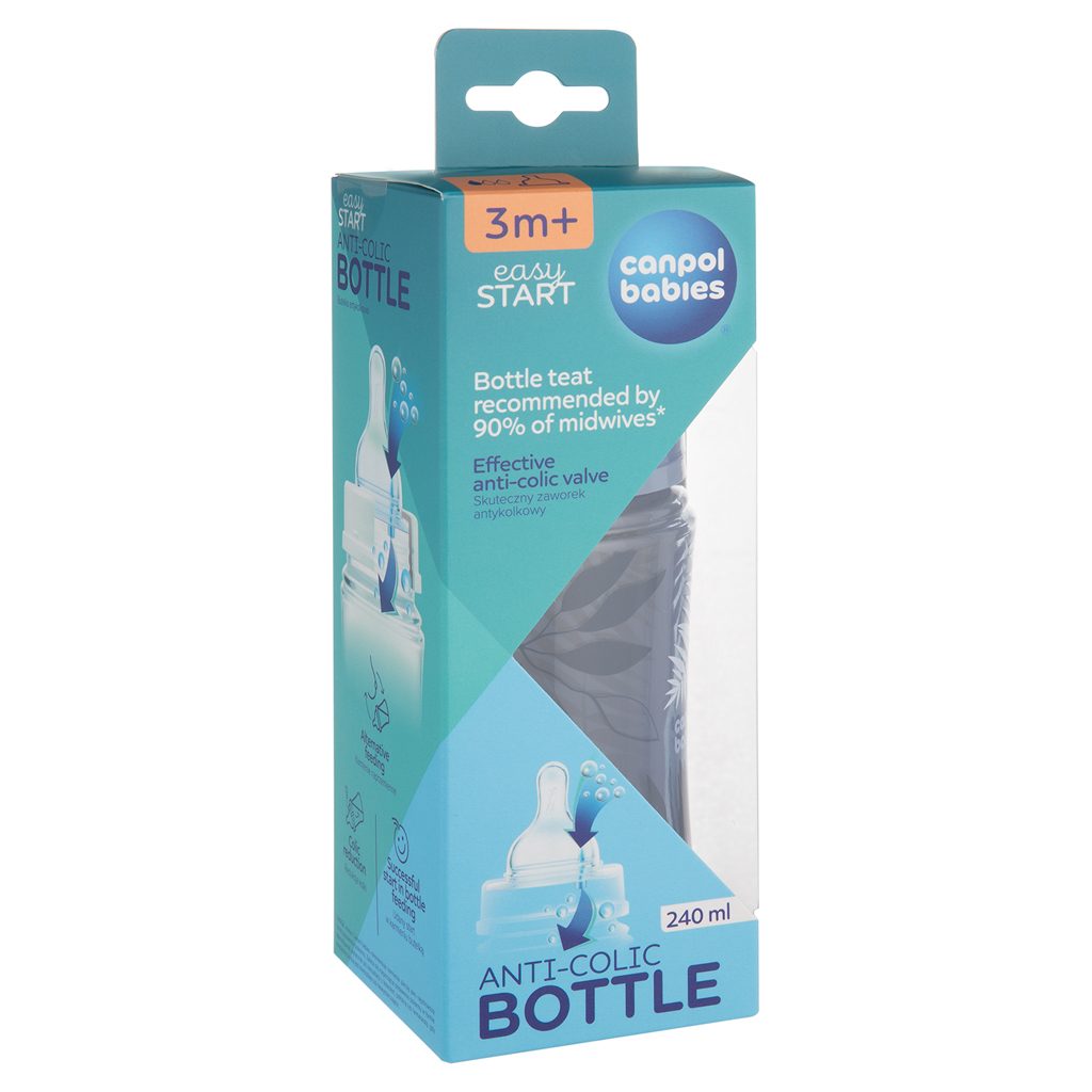 CANPOL BABIES Fľaša dojčenská antikoliková EasyStart Gold 240 ml - modrá – Obrázok 6