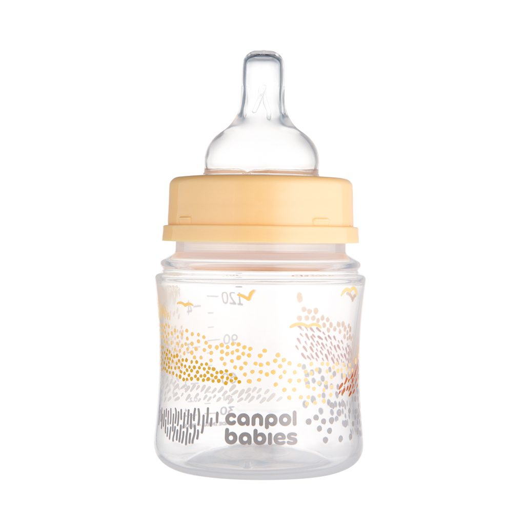CANPOL BABIES Fľaša dojčenská antikoliková Easystart Mountains 120 ml - béžová – Obrázok 3