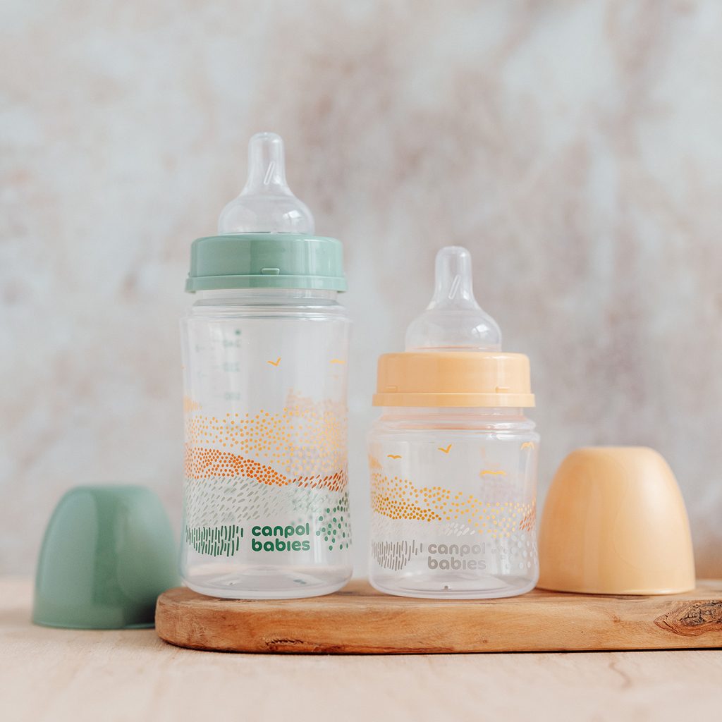 CANPOL BABIES Fľaša dojčenská antikoliková Easystart Mountains 120 ml - zelená – Obrázok 4