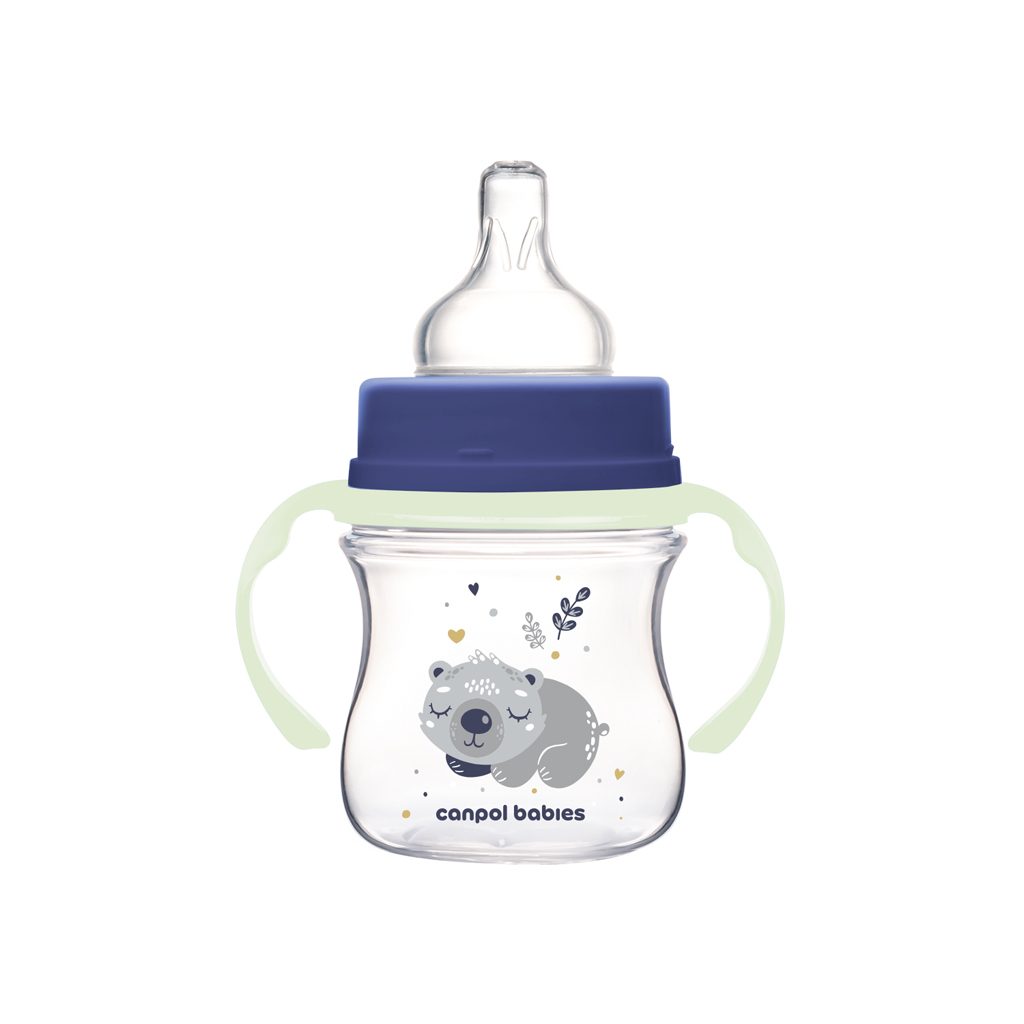 CANPOL BABIES Fľaša antikoliková so svietiacimi úchytmi EasyStart Sleepy koala 120ml modrá – Obrázok 5