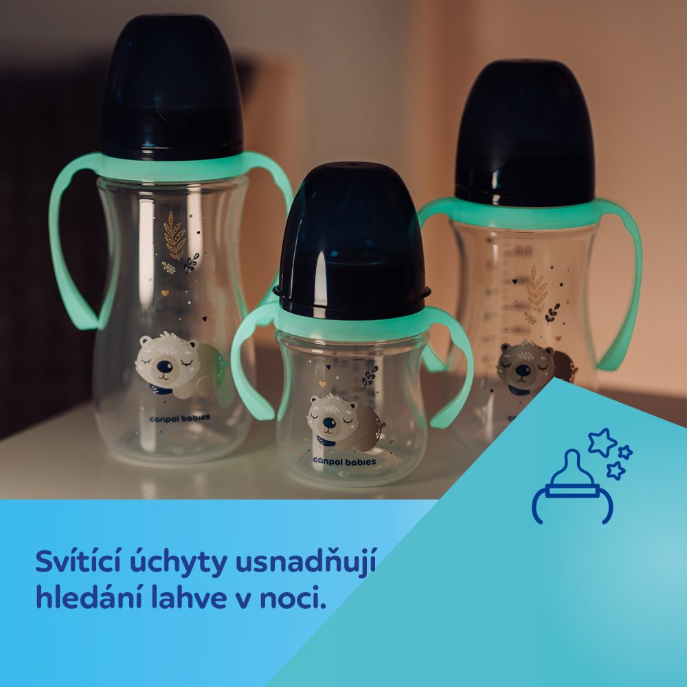 CANPOL BABIES Fľaša antikoliková so svietiacimi úchytmi EasyStart Sleepy koala 240ml modrá – Obrázok 13