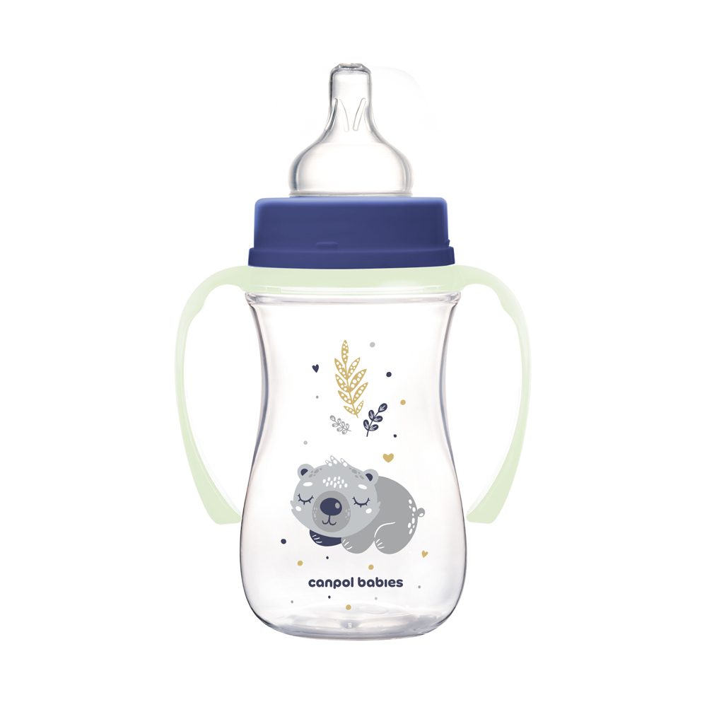 CANPOL BABIES Fľaša antikoliková so svietiacimi úchytmi EasyStart Sleepy koala 240ml modrá – Obrázok 3