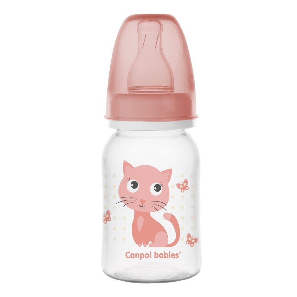 CANPOL BABIES Fľaša s potlačou Cute Animals 120 ml - ružová – Obrázok 2