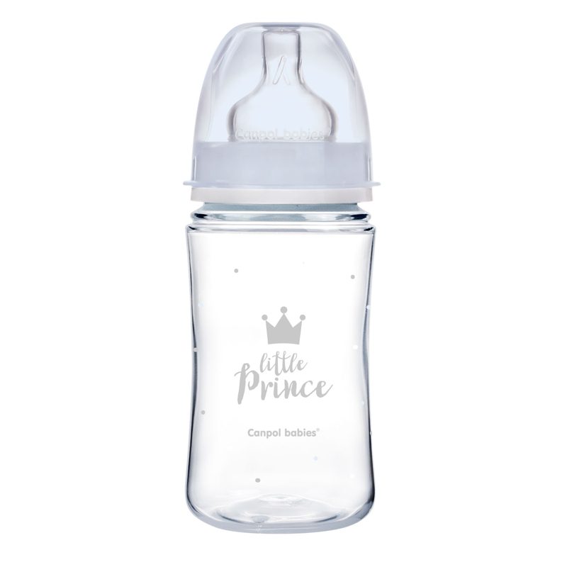 CANPOL BABIES Fľaša so širokým hrdlom Royal Baby 240 ml modrá – Obrázok 2