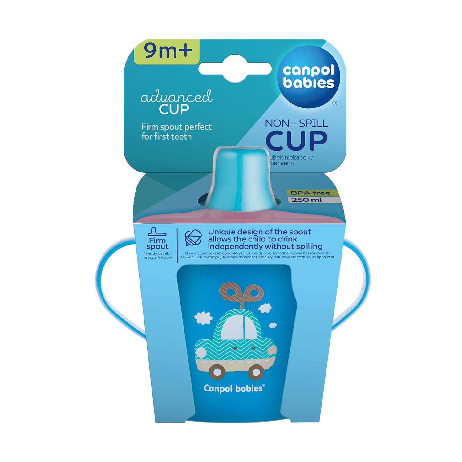 CANPOL BABIES Hrnček nevylievací TOYS 250ml - modrý – Obrázok 5