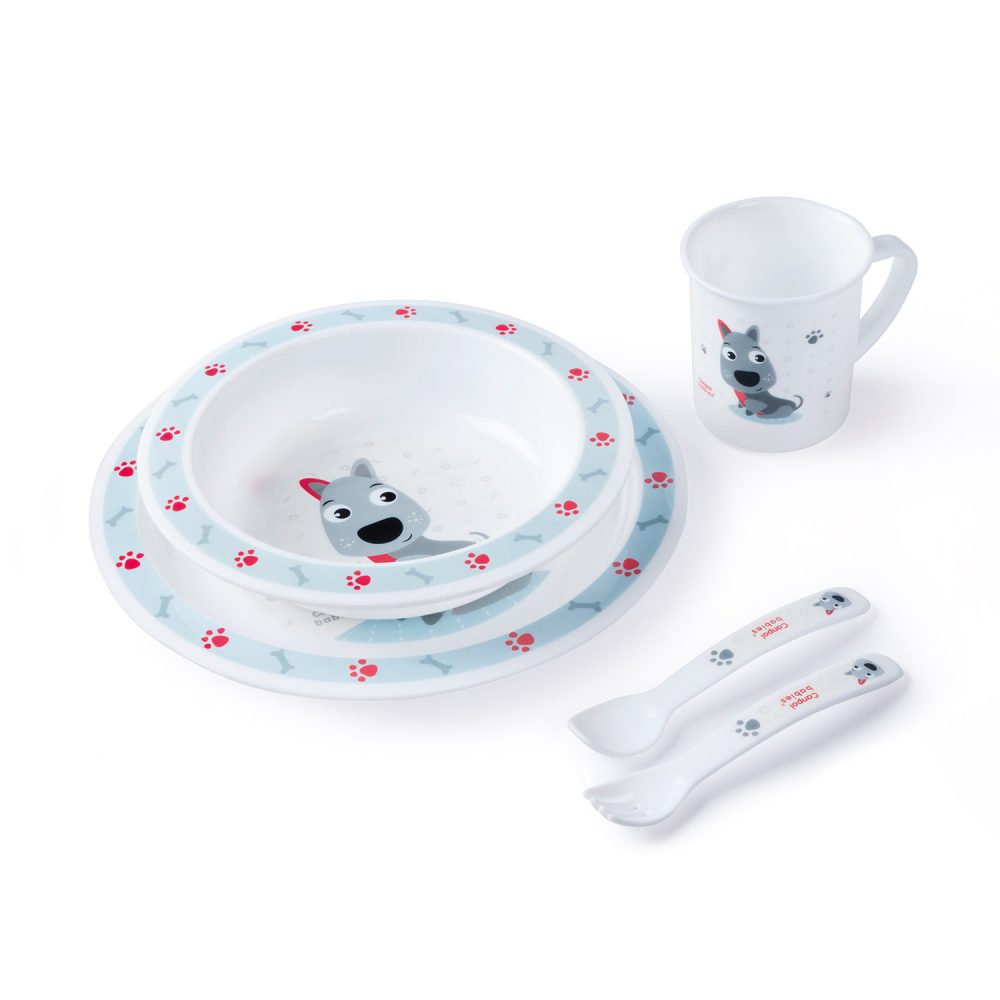 CANPOL BABIES Súprava plastová s príborom Cute Animals psík – Obrázok 2