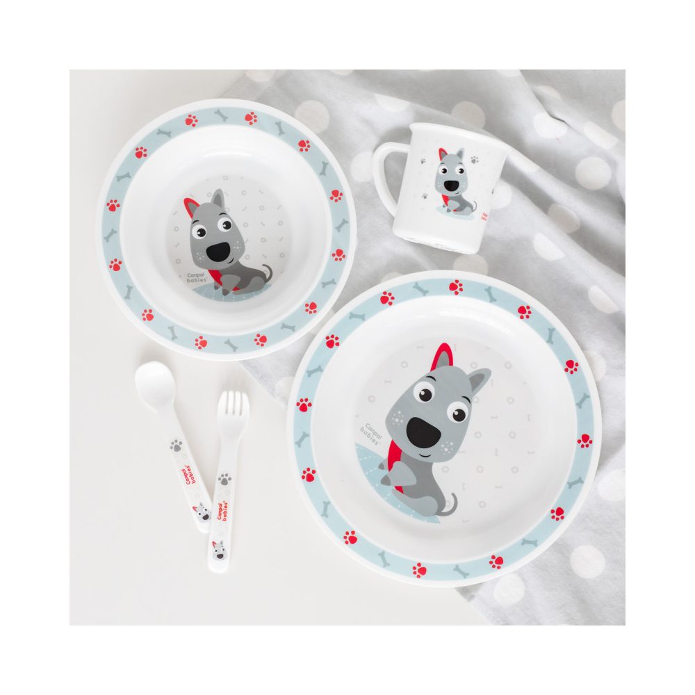 CANPOL BABIES Súprava plastová s príborom Cute Animals psík – Obrázok 3
