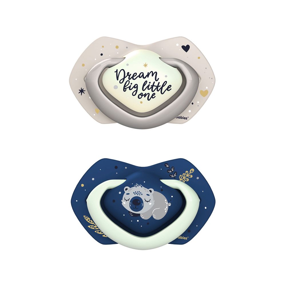 CANPOL BABIES Set symetrických silikónových cumlíkov Light touch 0-6m Sleepy koala modrý – Obrázok 2