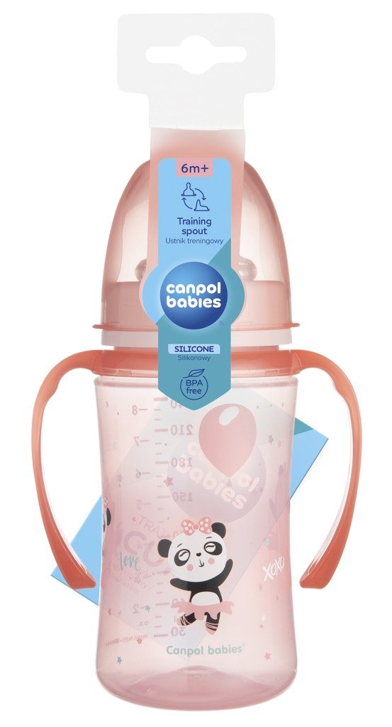CANPOL BABIES Tréningový hrnček Exotic Animals 240 ml RUŽOVÝ – Obrázok 3