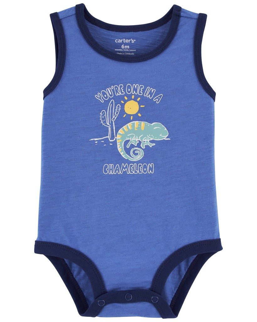 CARTER'S Body bez rukávov Blue Chameleon chlapec 9m – Obrázok 2