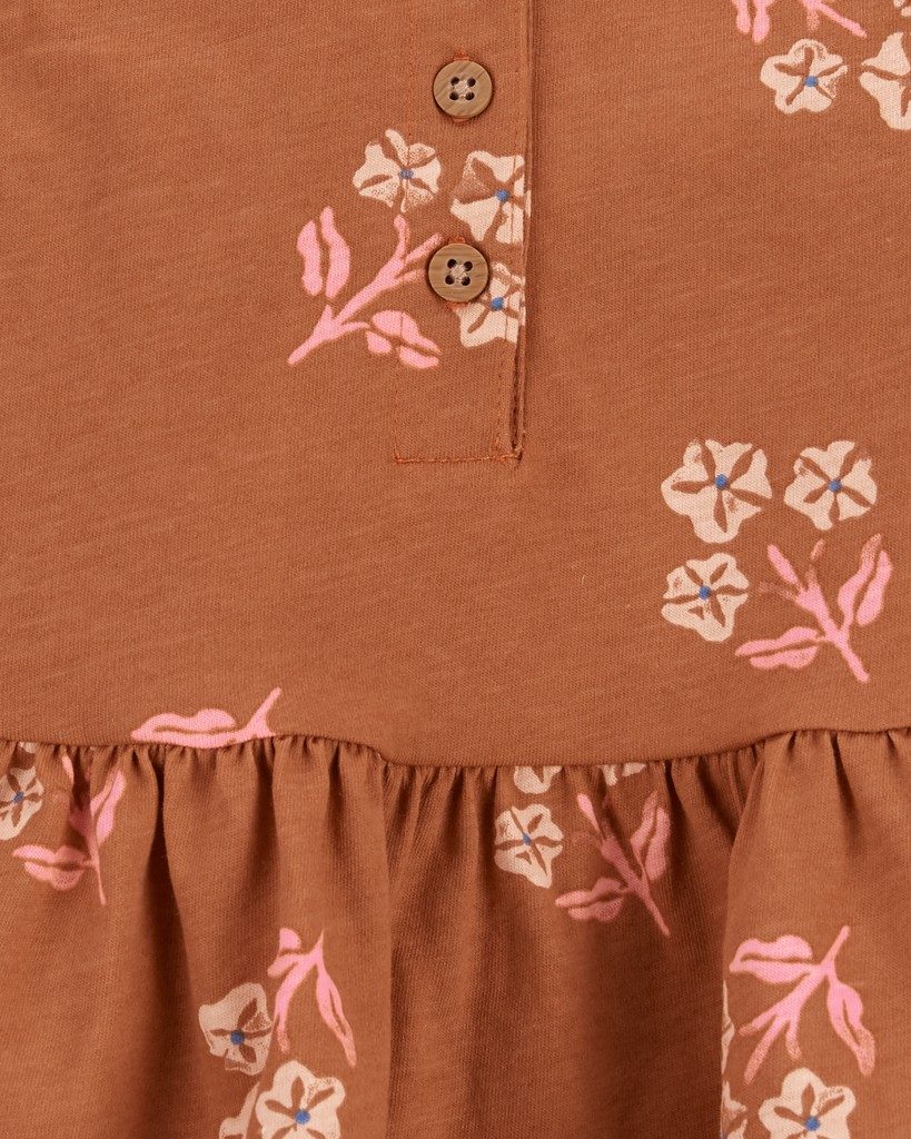 CARTER'S Body bez rukávov s volánom Brown Flowers dievča NB – Obrázok 3