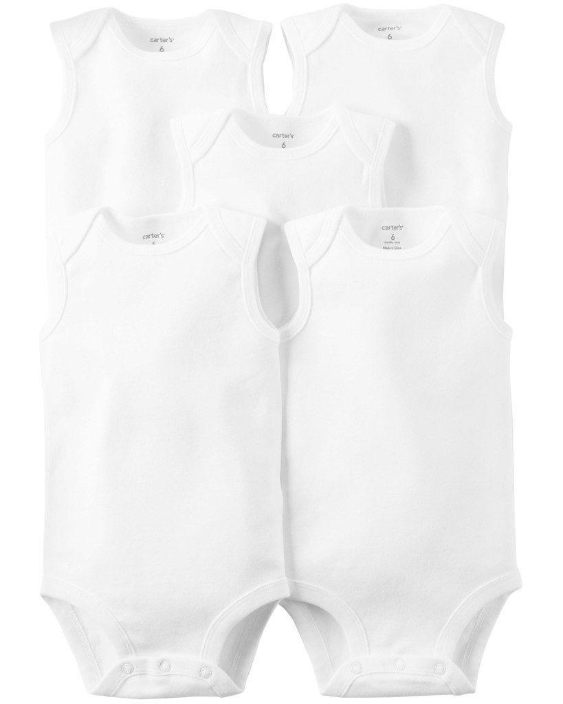 CARTER'S Body bez rukávov White neutrál 5ks NB/ veľ. 56 – Obrázok 2