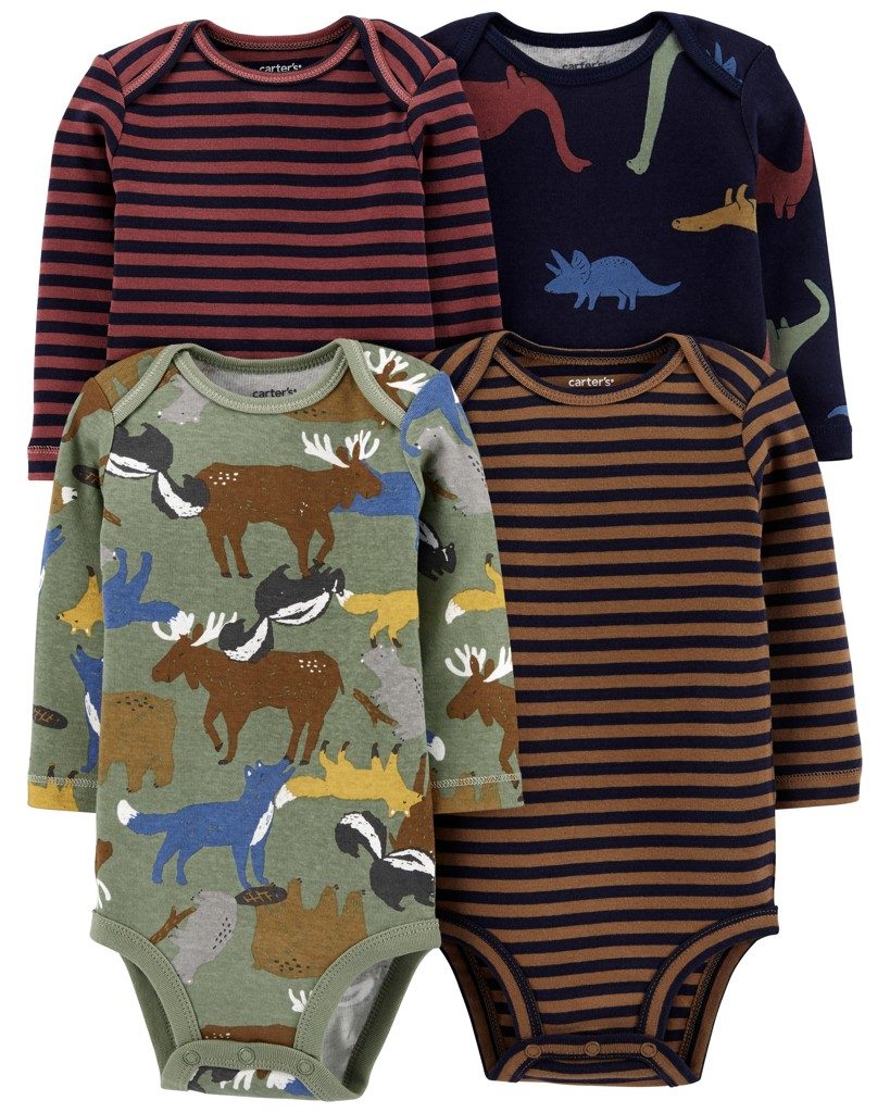 CARTER'S Body dl. rukáv Brown Navy chlapec 4ks NB /veľ.56 – Obrázok 2